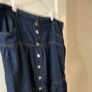 Time and True Blue Denim Midi skirt.